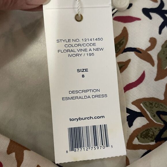 TORY BURCH Esmeralda Floral Vine Dress Size 8 Multicolor NEW Designer Silk - Picture 8 of 12